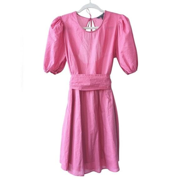 Banana Republic Pink Puff Sleeve Tie Back Mini Dress Size Small - Picture 1 of 4